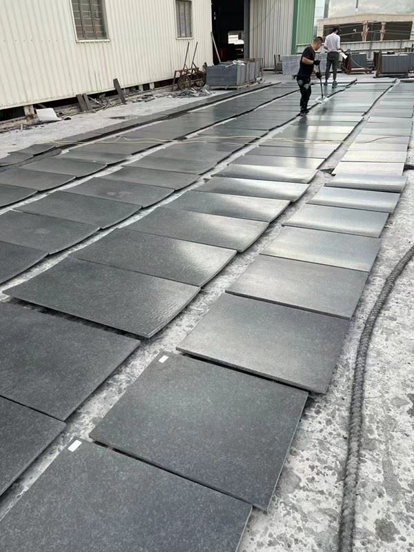 angola black leathered granite floor tiles