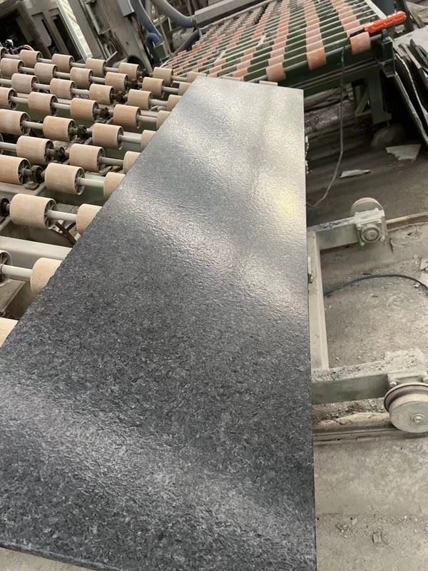 angola black leathered granite slab