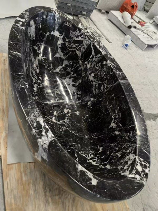 Black Marble with white vein bathtub